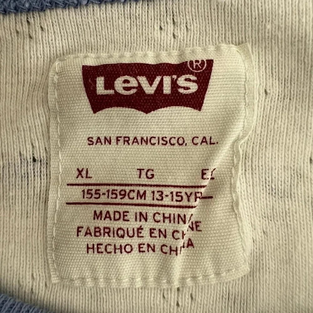 Levi's White & Blue Floral Logo Crewneck Baby Tee Shirt